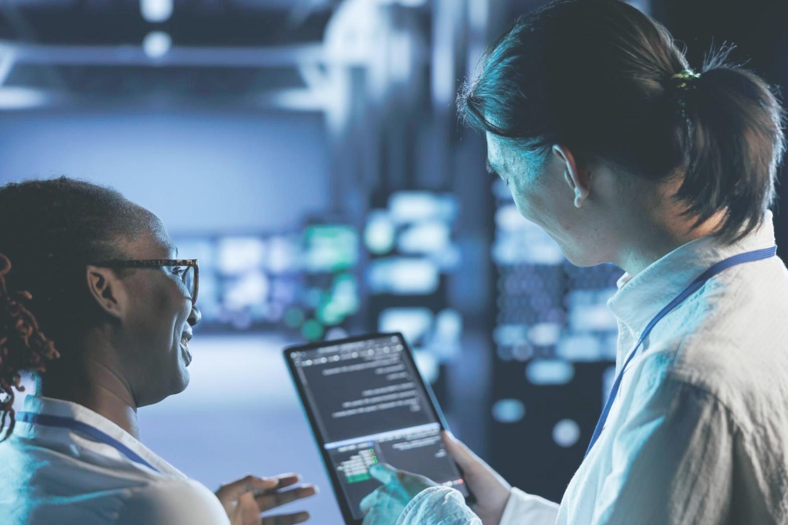 Network switch configuration with fiber optic and ethernet connections in commercial setting